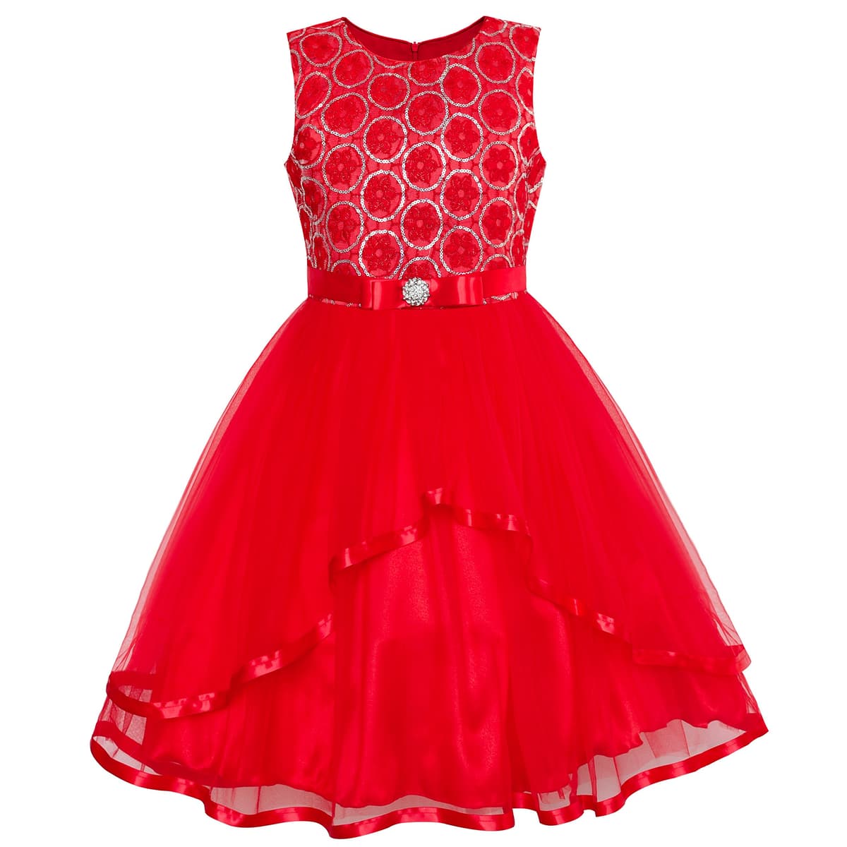 Sunny Fashion Flower Girls Dress Blue Belted Wedding Party Bridesmaid Size 4-12 — view 23