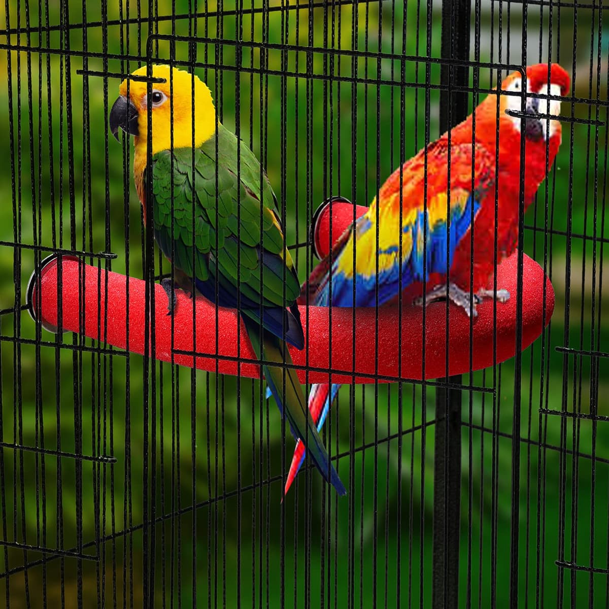 U Shape Parrot Perch Stand Pet Toy Bird Platform Sand Paw Grinding Clean Stick Cage Exercise Conure Budgie Cockatiel Accessories (Red Large) — view 3