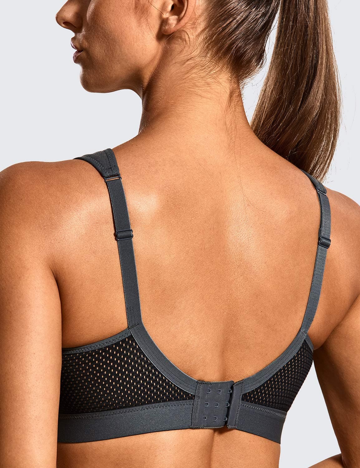 SYROKAN Women's Comfort Sports Bra High Impact for Large Breasts Wireless Stretch Support Bounce Control — view 2