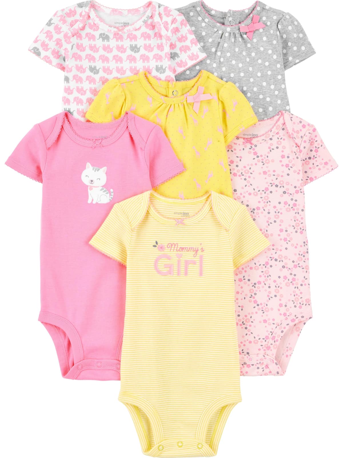 Simple Joys by Carter's 6-Pack Short-Sleeve Bodysuit Body Bebé-Niñas (Pack de 6) — view 19