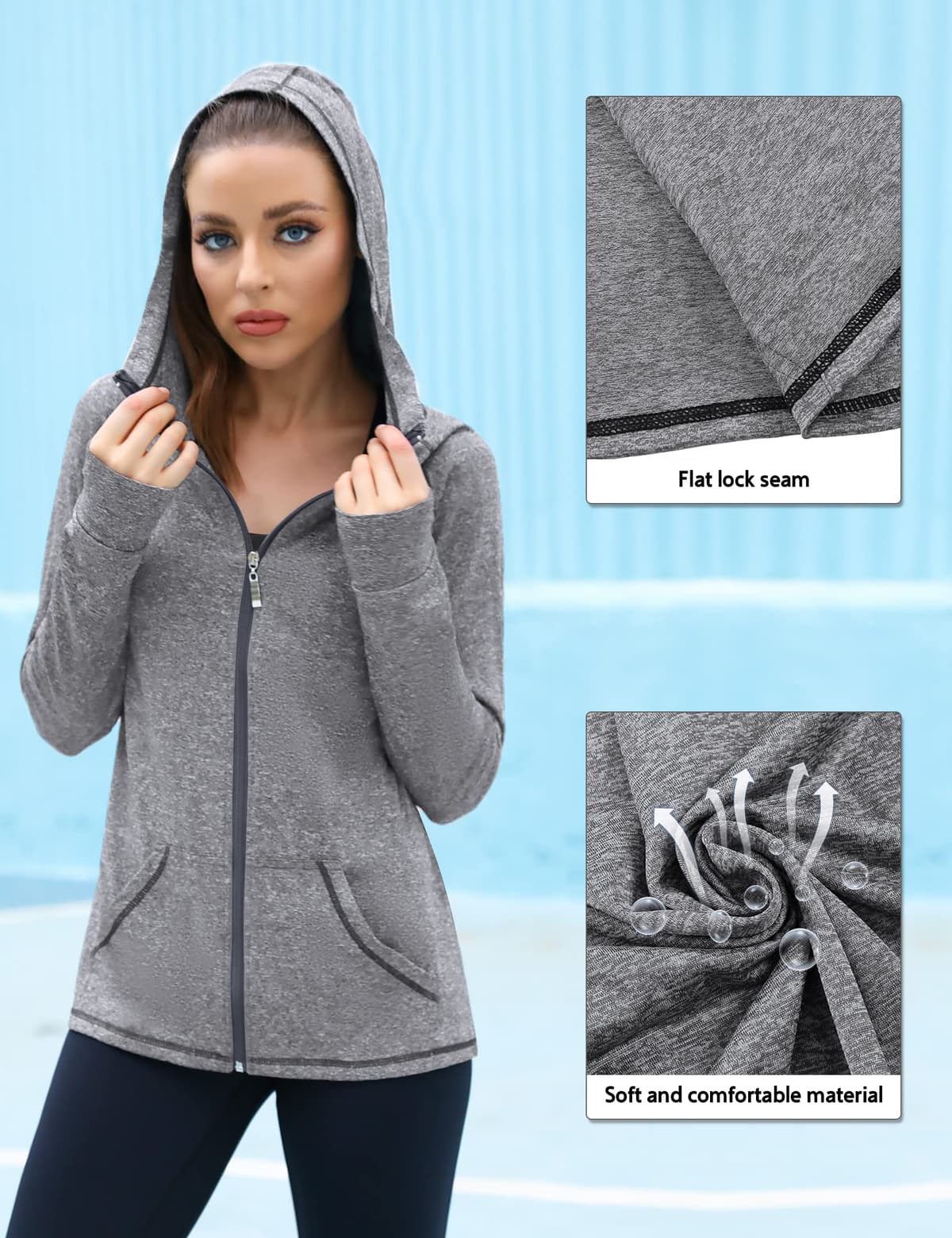 Sykooria Damen Laufjacke Voll Reißverschluss Sportjacke sudadera bebe Mujer — view 3
