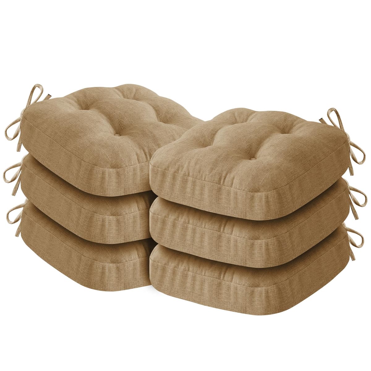 Chair Cushions, Memory Foam Dining Chair Cushions, Tufted Indoor Chair Pads, Set of 4, 16.5' x 16.5' x 3.5', Beige — view 25