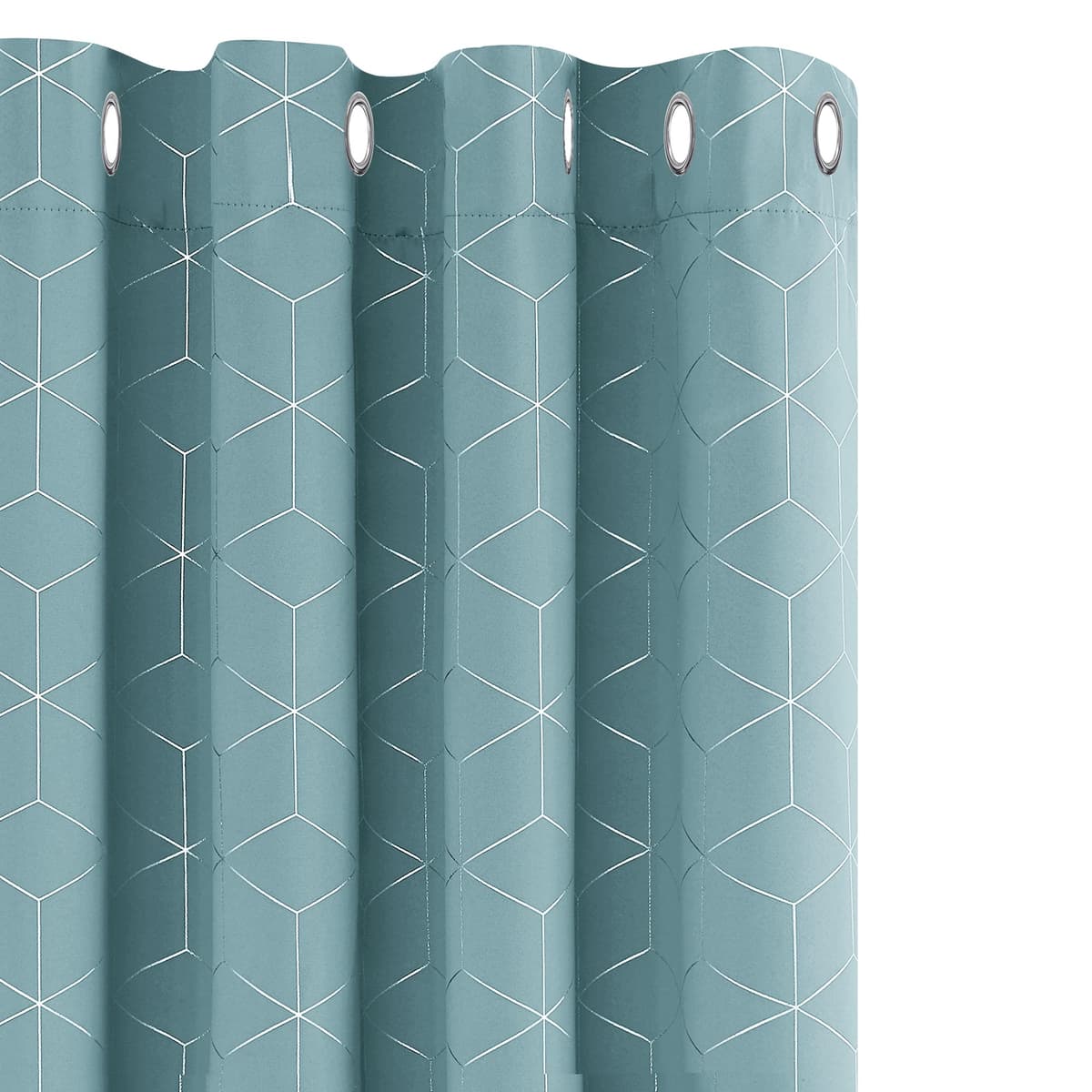 Deconovo Blackout Curtains, Eyelet Curtains, Diamond Foil Printed Energy Saving Curtains for Bedroom, 52 x 90 Inch(Width x Length), Sky Blue, One Pair