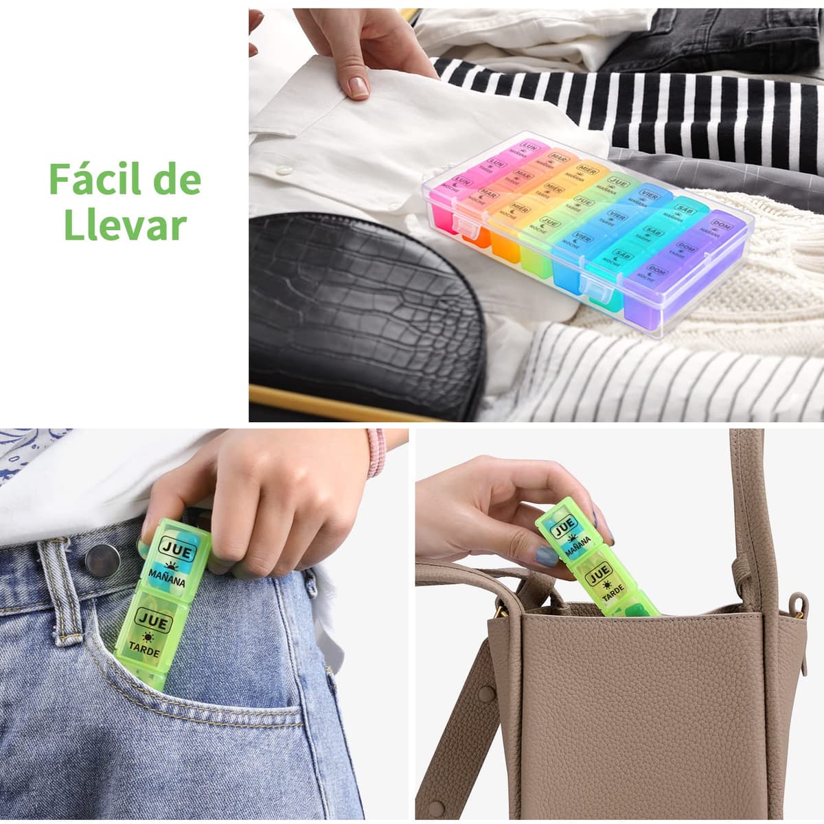 Pastillero Semanal 3 Tomas Español, Opret Pastillero Diario Grande, Dosificador de Comprimidos 7 Dias con 21 Compartimentos, Pastillero Diario de Viaje — view 7