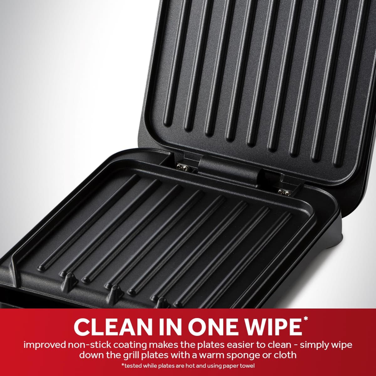 George Foreman Small Electric Fit Grill [Non stick, Healthy, Griddle, Toastie, Hot plate, Panini, BBQ, Energy saving, Vertical storage, Easy clean, Drip tray, Ready to cook light] Black, 760W 25800 — view 5