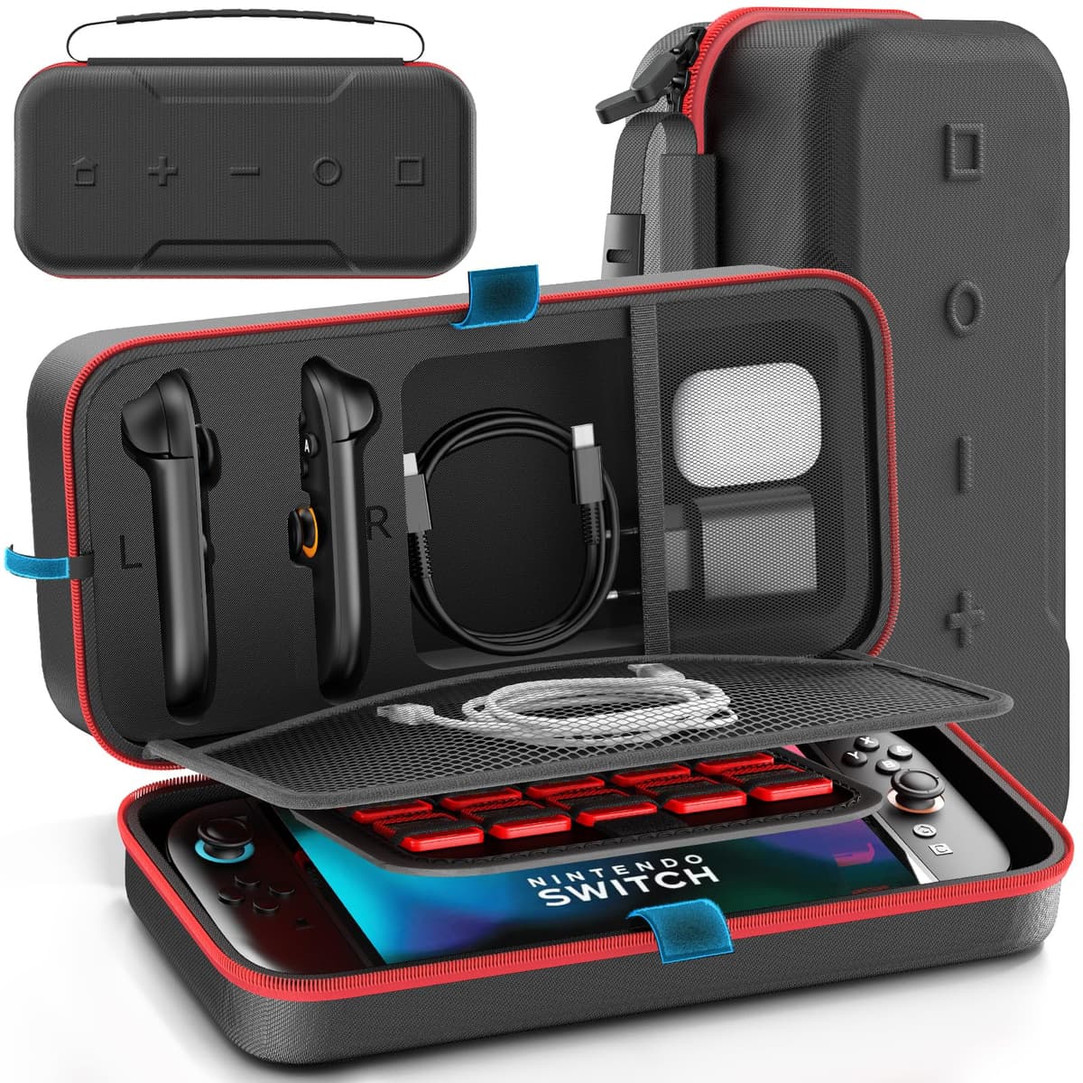 Funda para Nintendo Switch 2025, Bolsa de Transporte para Switch 2 para Joy-Con 2 y Consola, Funda de Viaje para Switch 2 para 24 Tarjetas de Juego y Accesorios, Organizador Cable y Adaptador-Negro — view 12