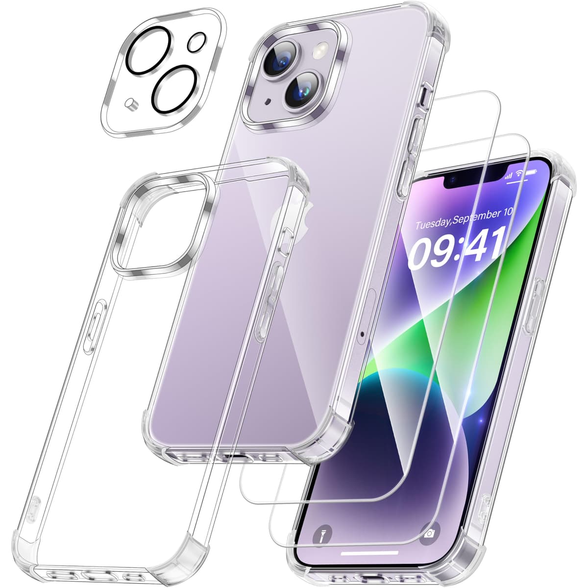 FLLAO 4 en 1 Funda para iPhone 15 con 2 Protector Pantalla y 1 Protector Lente Cámara, [Almohadilla de Aire integrada] Antigolpes Antiarañazos Carcasa 6,1 Pulgadas, Transparente — view 115