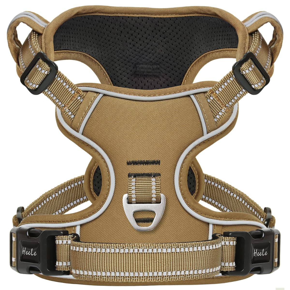 HEELE Arnés Reflectante para Perro, con Control de Mango Acolchado, 2 Anillos de Metal, arnés para Perros pequeños, medianos y Grandes, Flores-Negro, L — view 40