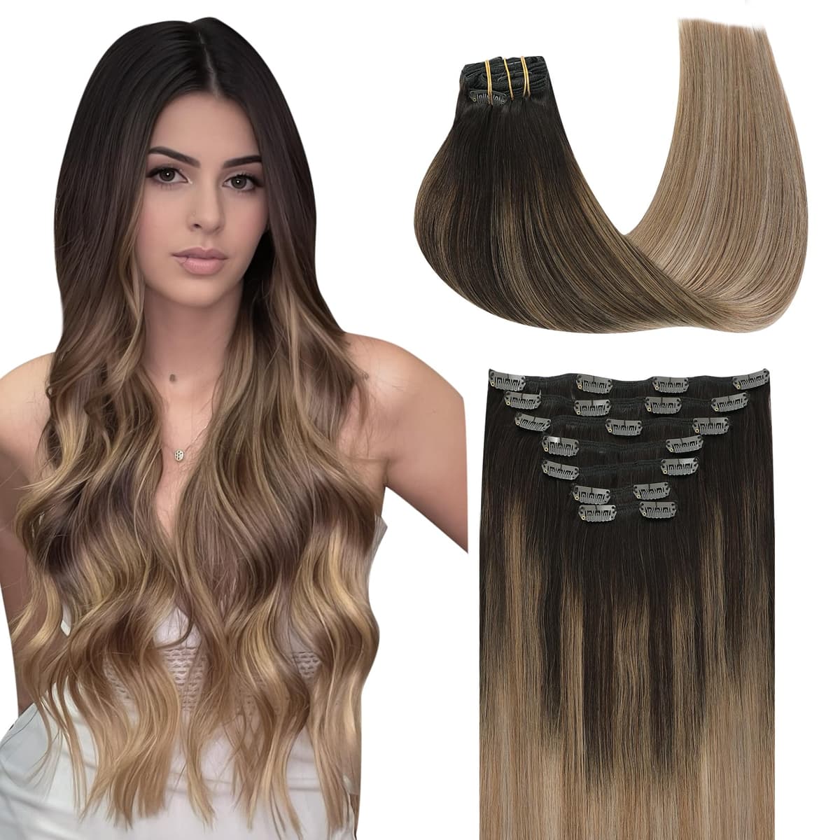 SURNEL Extensiones Clip Pelo Natural 100g 35cm 6 Piezas Castaño Chocolate Extensiones De Clip De Humano Real Extensiones Pelo Natural Remy (C#4-35cm) — view 25