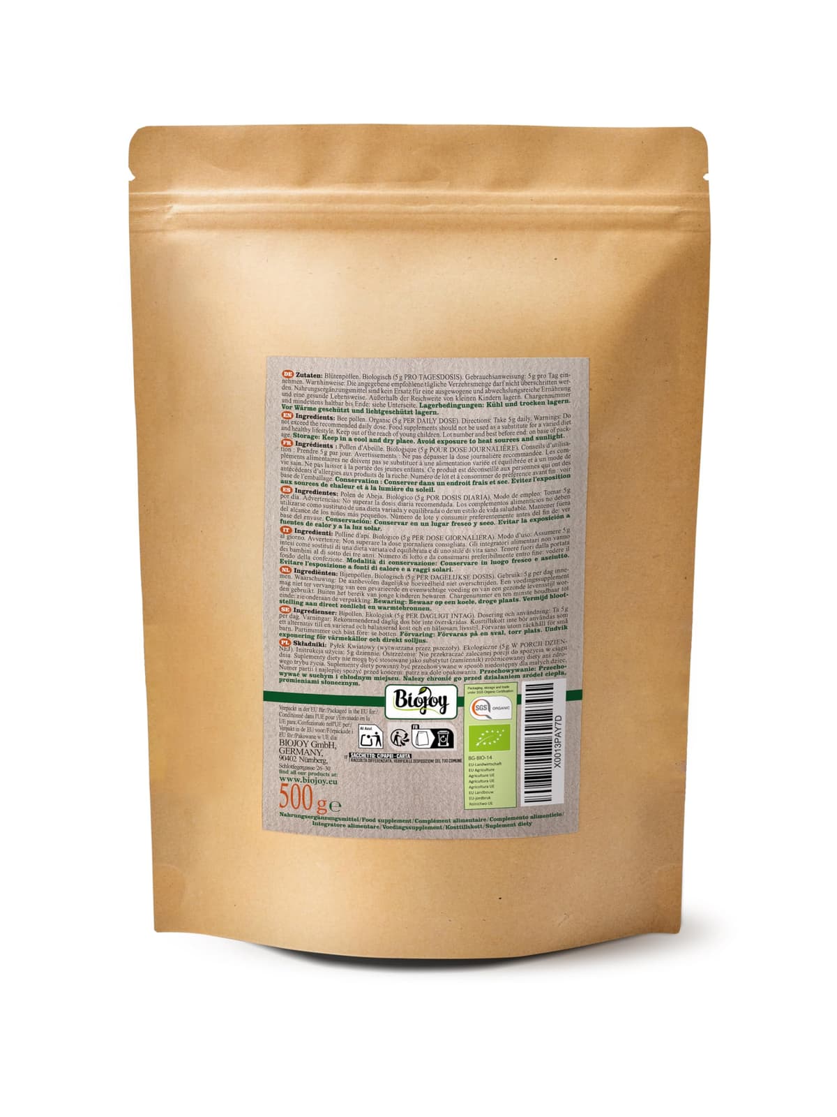 Biojoy Polen de Abeja Ecológico (500 g), Polen de Flores en Gránulos, Natural, Ideal para Comer — view 3