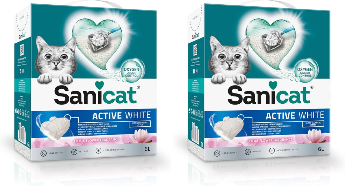 Sanicat - Arena Aglomerante Active White con Flor de Loto, Hecha de minerales naturales con control de olor garantizado, Absorbe la humedad y facilita la limpieza, 6 L de capacidad — view 12