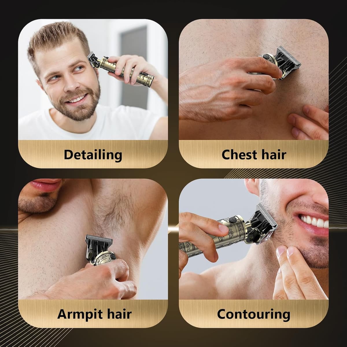 Men's Hair Clippers, Electric Man Shaving Machine with LED Hair Clippers Trimmer Beard Cordless Razor Hair Cutting for Home and Salon (Bronze) — view 6
