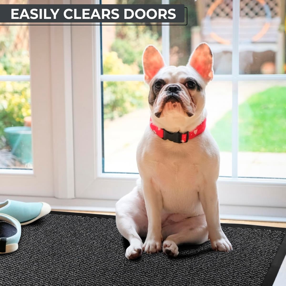 TrendMakers Door Mat Indoor & Outdoor Non-Slip Rubber Backed door mats indoor Super Absorbent Washable Dirt Trapper doormats - Durable & wrinkle-free Barrier Rug (Anthracite/Black - 40cm x 60cm) — view 2