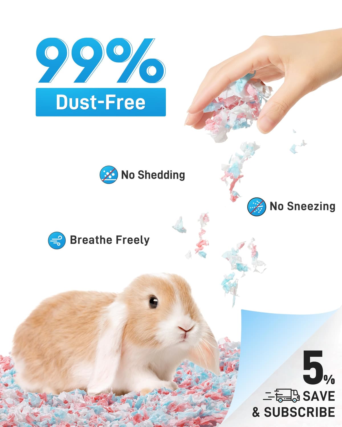 BUCATSTATE Hamster Bedding 20L, 99% Dust-Free and Odor Control Guinea Pig Bedding, Natural Paper Rabbit Bedding for Cages Rat Syrian Dwarf Hamster Hedgehog (Confetti) — view 2