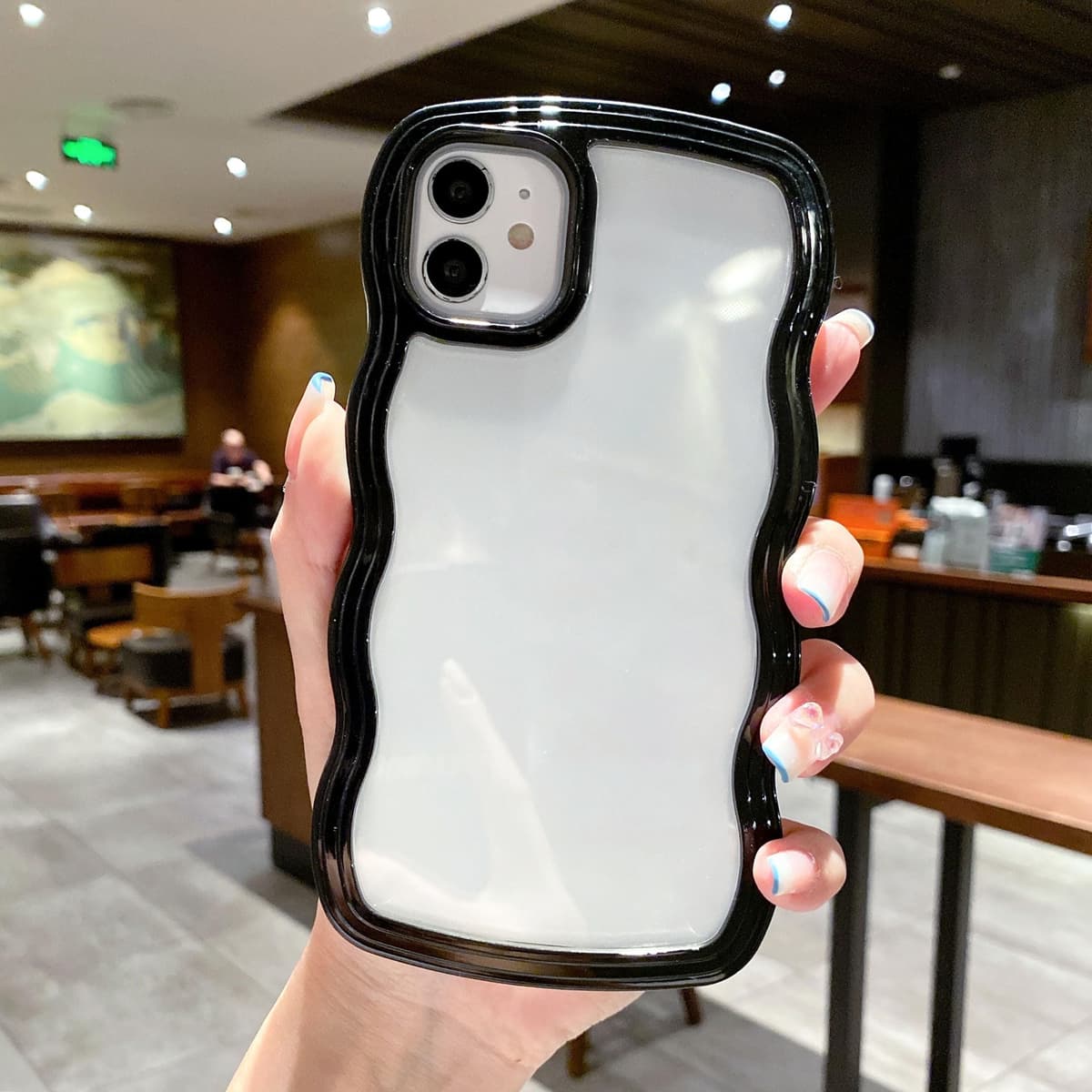 QLTYPRI Compatible with iPhone 11 Case, Cute Curly Wave Frame Clear Case for Girls Women, Transparent Soft Silicone TPU Bumper Shockproof Protective Phone Cover for iPhone 11 - Purple — view 118