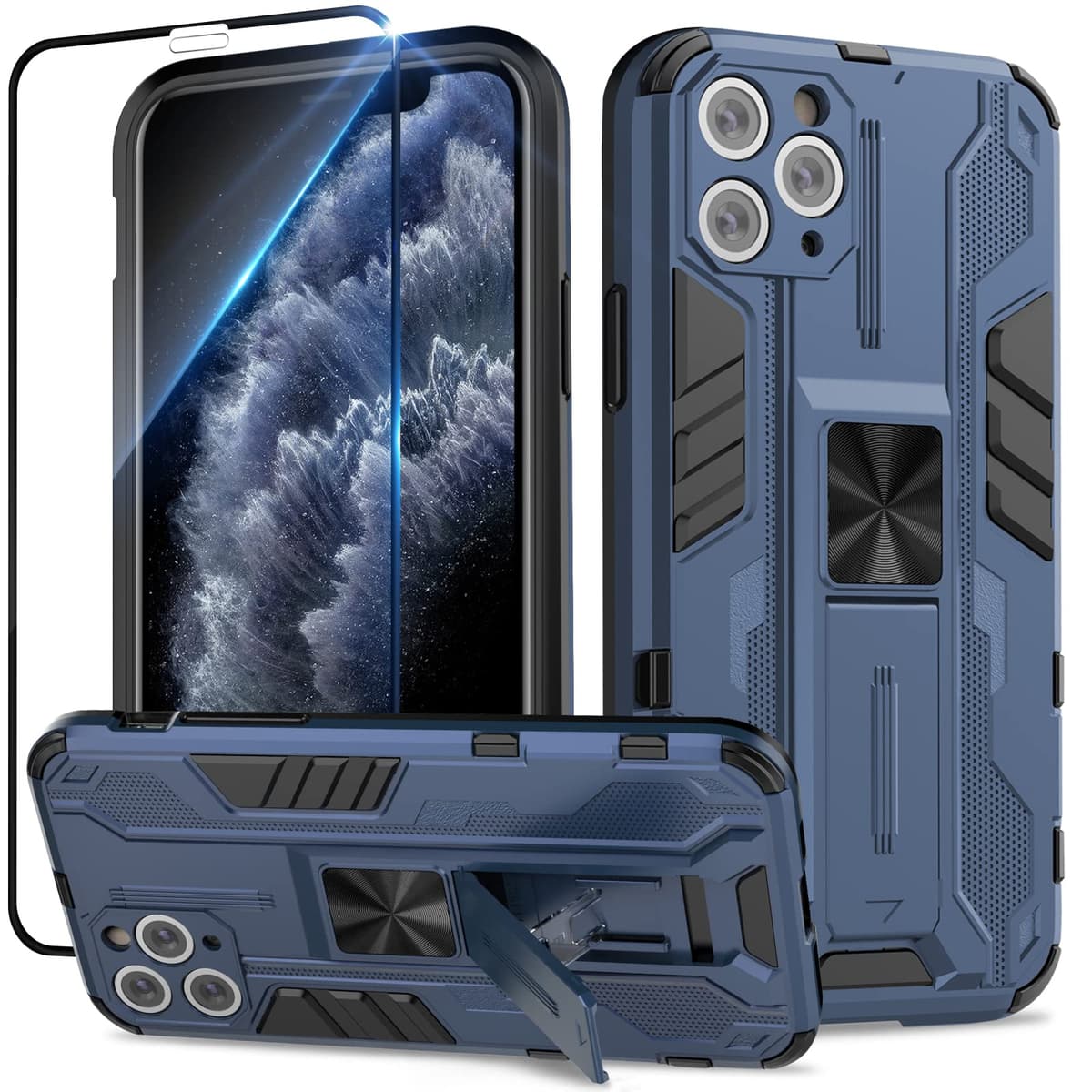 Funda para CMF Phone 2 Pro, Carcasa Antigolpes con Soporte anular metálico, Case Protectora de Grado Militar, Negro — view 187