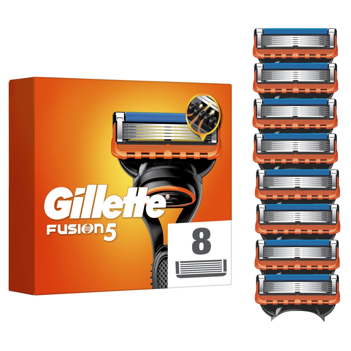 Gillette Fusion5 Razor for Men with Precision Trimmer, 1 Handle Plus 10 Blade Refills, 5-Blade System for Close, Long-Lasting Shave, Lubrastrip for Smooth Glide — view 7