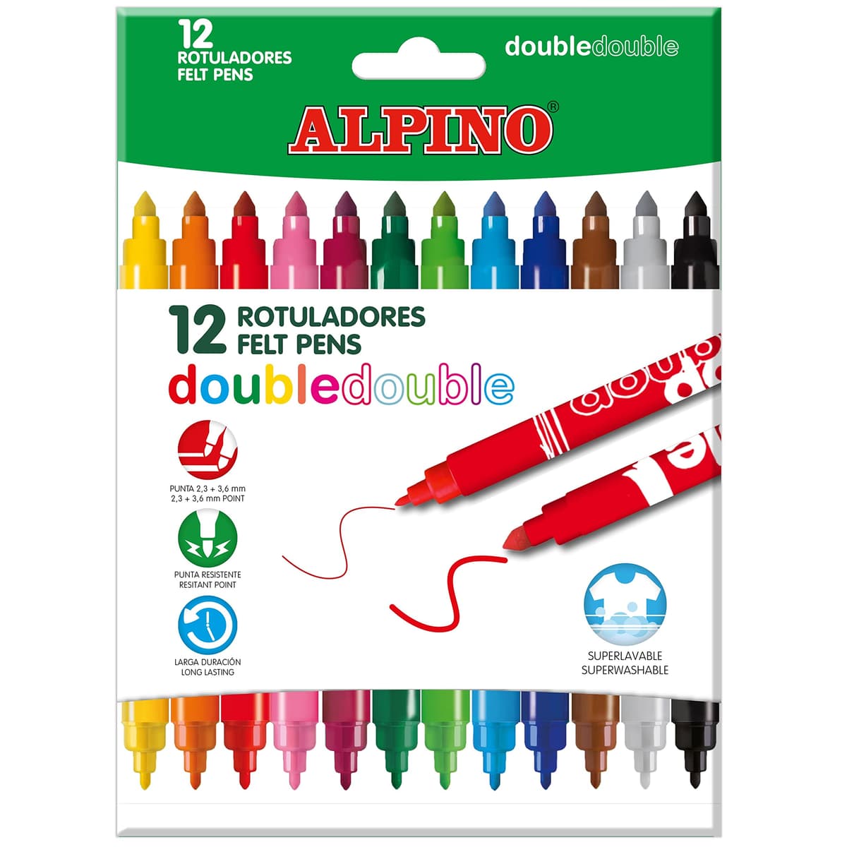 Rotulador alpino double double punta gruesa y punta fina caja de 20+4 colores surtidos — view 4