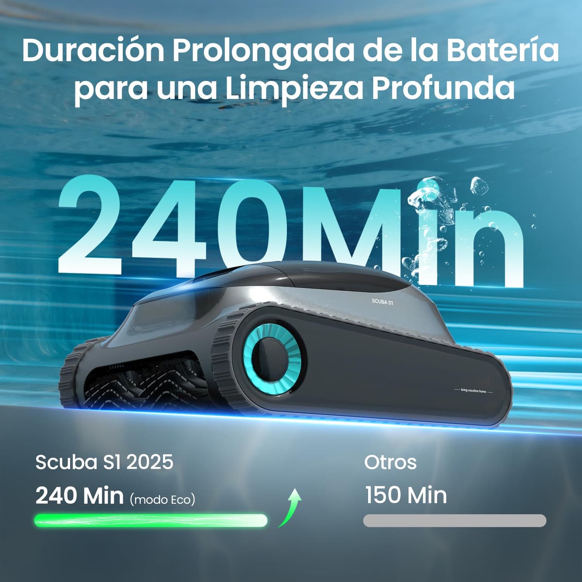 (2026 Upgrade) AIPER Scuba S1 Robot Piscina Limpiafondos y Paredes, Aspirador Piscinas Fondos con Batería Mejorada 240 min, Navegación Smart de Alta Precisión, Filtración Ultrafina (Reacondicionado) — view 3
