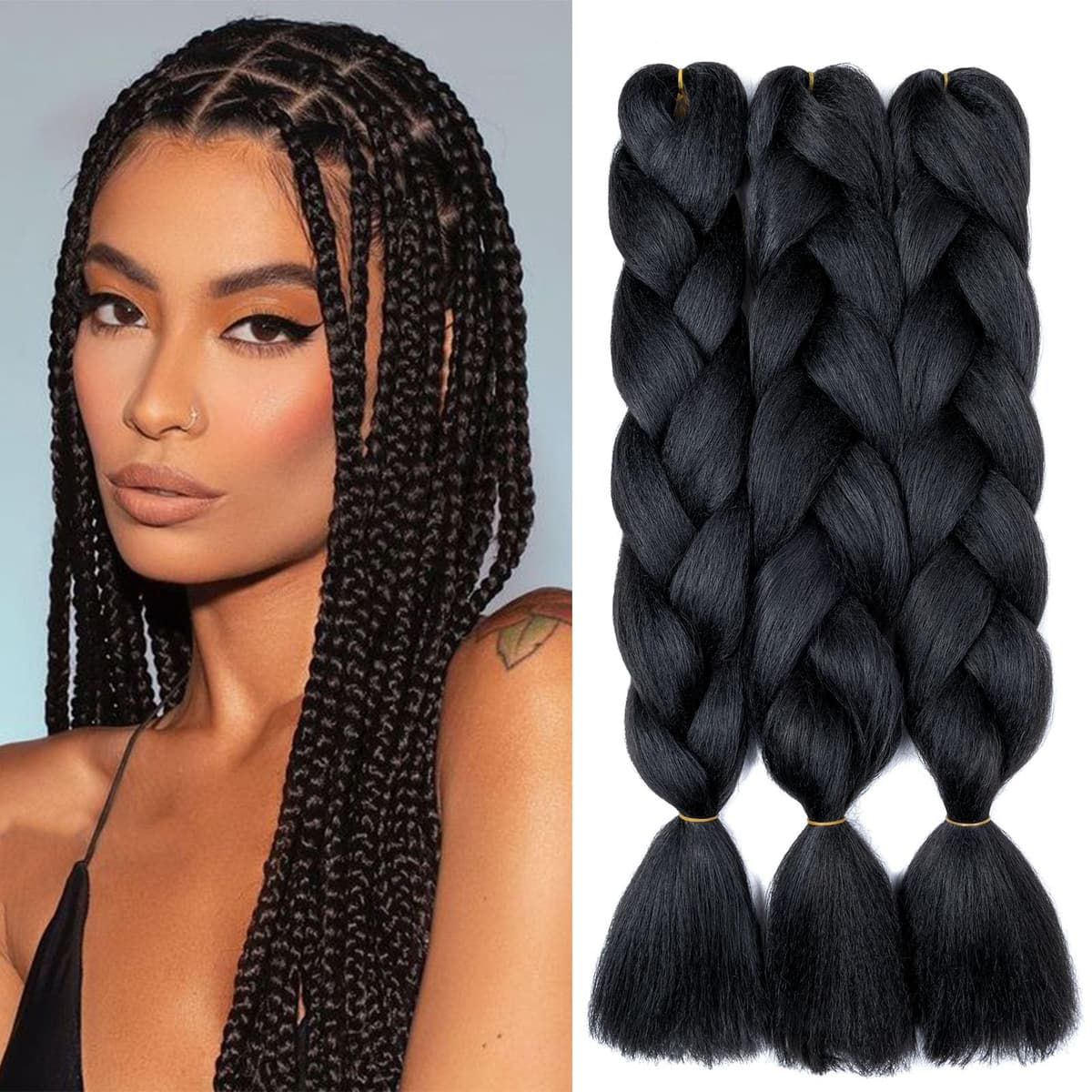 60cm Extensiones de Pelo Trenzas Africanas Castaño Oscuro Extensiones para Trenzas Africanas 1 pcs 100g Kanekalon Pelo para Trenzas Africanas Sintetico Extensiones de Trenzado Cabello Braiding — view 93
