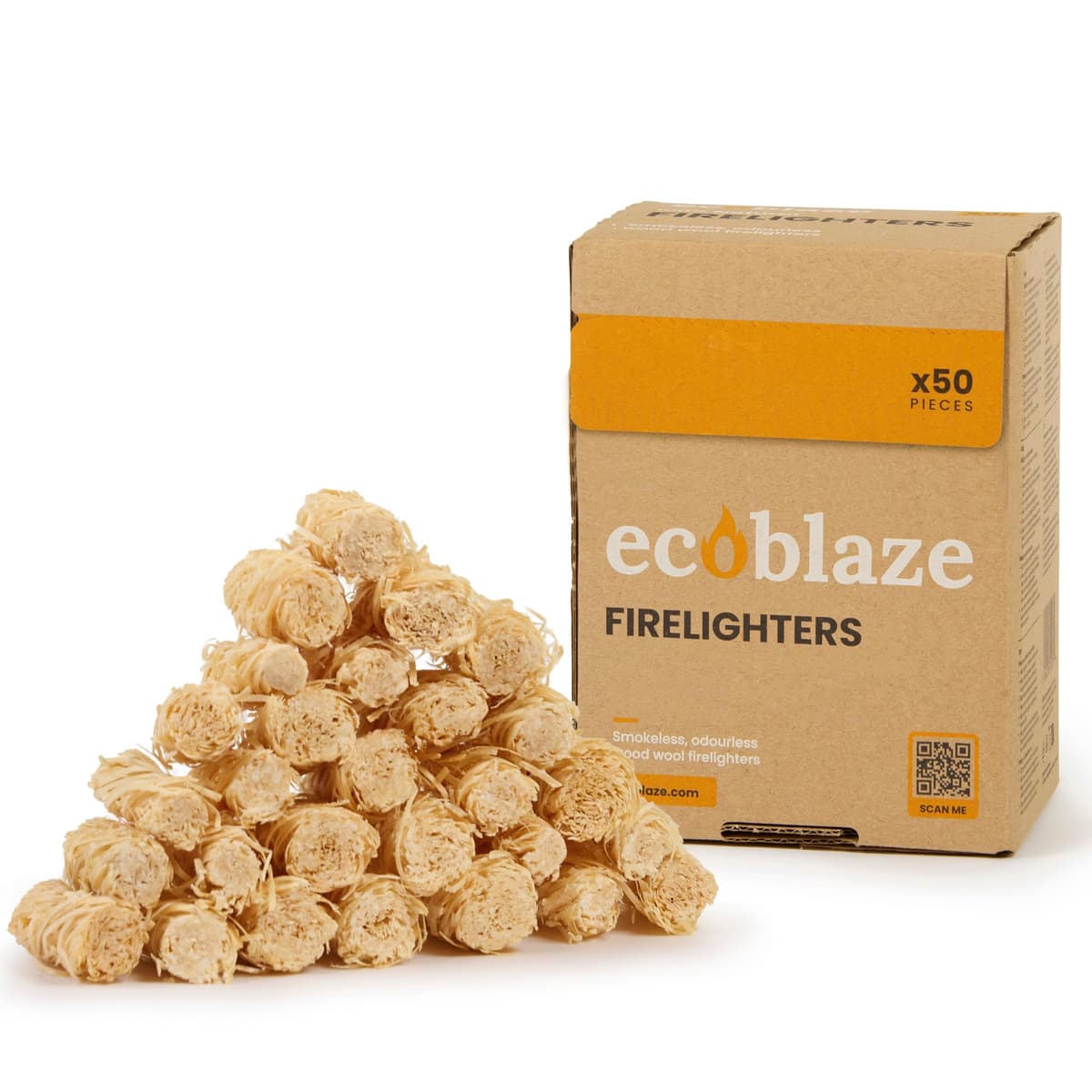 Ecoblaze Natural 24 Firelighters - Fire Lighters for BBQ, Pizza Oven, Fire Pits - Wood Wool Fire Starters - Perfect for Garden Life & Camping, Safe, Clean Wax Coated Instant Firestarter — view 10