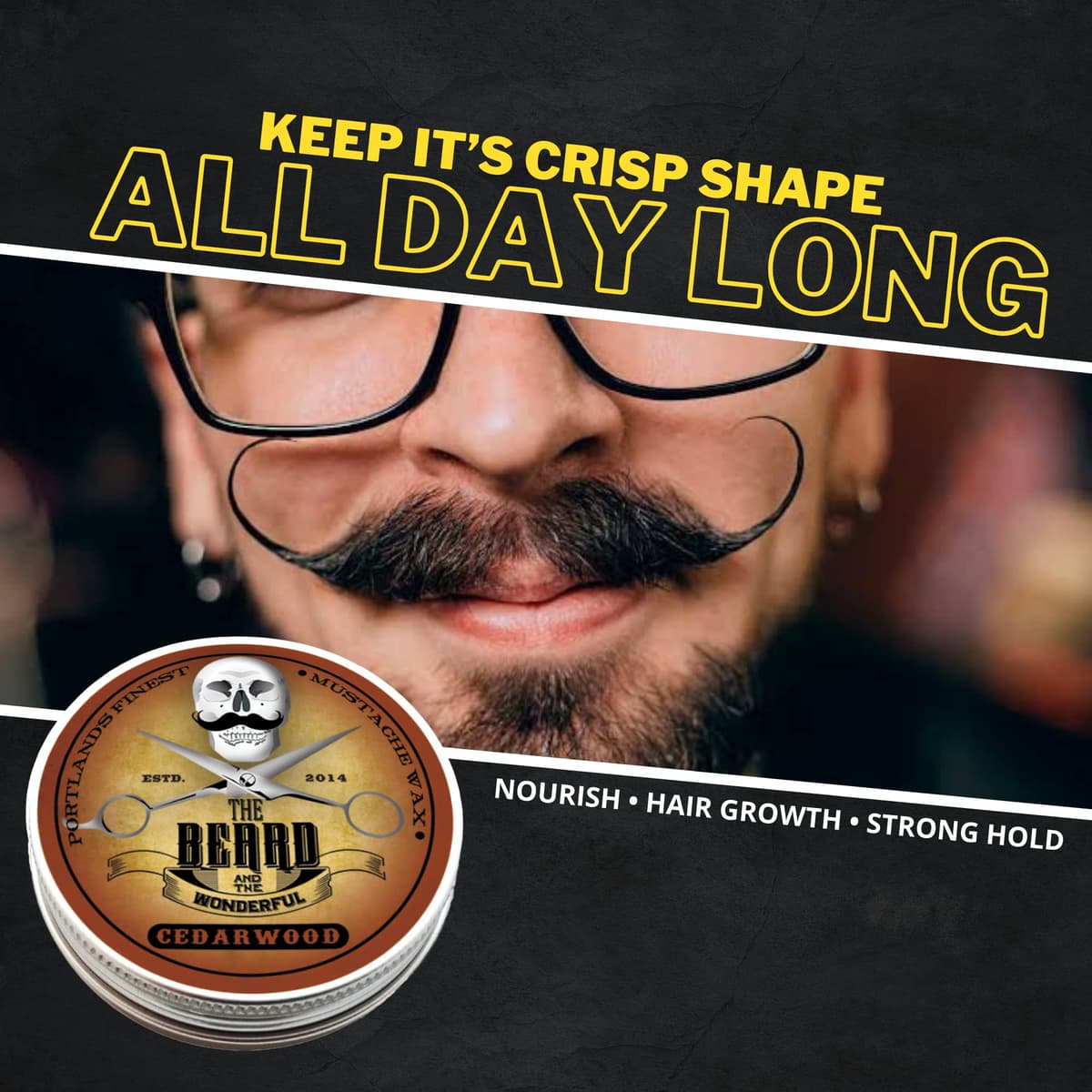 Moustache and Beard Wax 15ml – Promotes Facial Hair Growth with Moisture Resistant Feature – Ideal Beard Styling for Men with All Natural Ingredients, Strong Hold, & Cedarwood Scent Wax — view 3