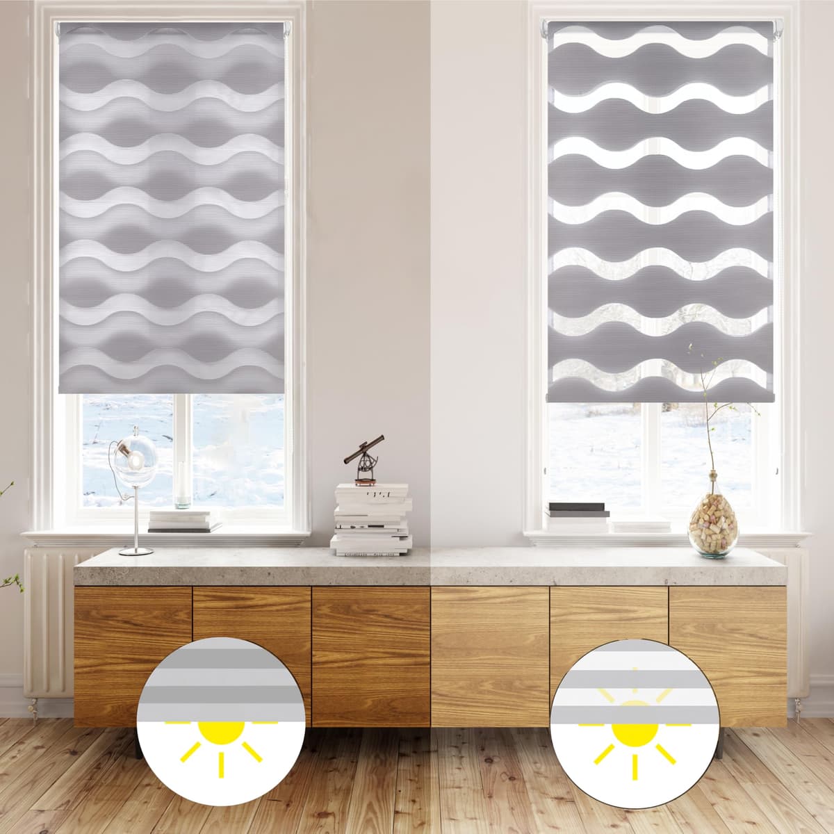 Blindecor Indus SIN HERRAMIENTAS | Estor Enrollable Sin Taladrar de Doble Capa | Color Blanco 40 x 130 cm (ancho x largo) | Tamaño de la Tela 37 x 125 cm — view 63