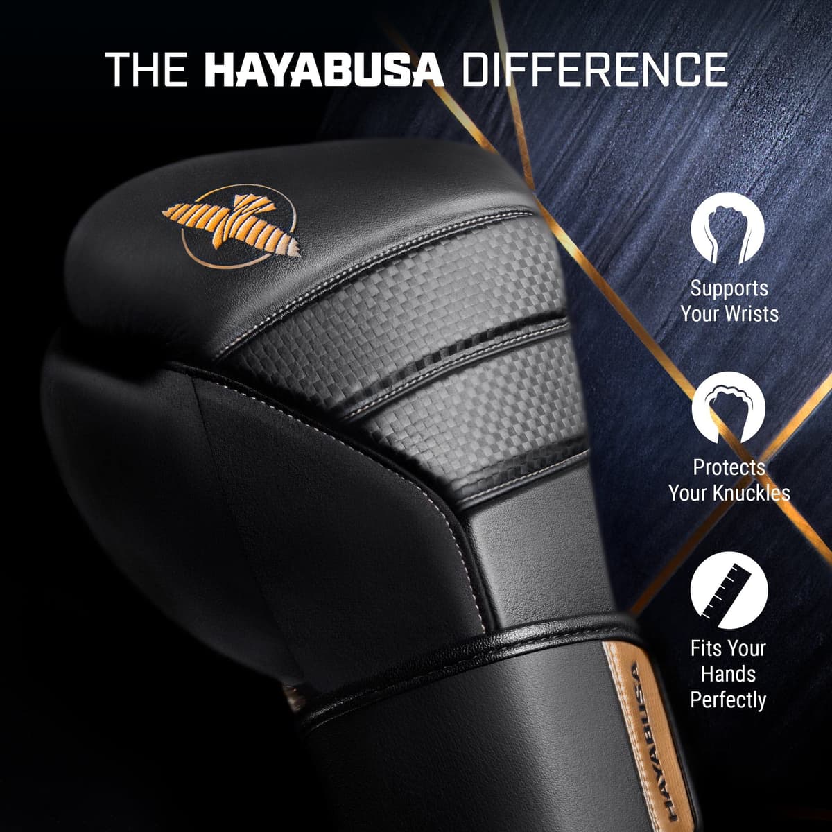 Hayabusa T3 Guantes de Boxeo para Hombres y Mujeres, protección de muñecas y Nudillos, Cierre de Gancho y Bucle Dual-X, Soporte de muñeca férula, Acolchado de Espuma de 5 Capas para Nudillos — view 2