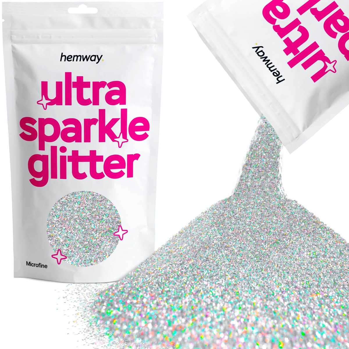 Hemway Ultra Sparkle Glitter Baby Pink Iridescent 100g Fine | Glitter for Arts & Craft, Makeup, Nail Art, Crafting, Card Making, Sparkle Decoration — view 188