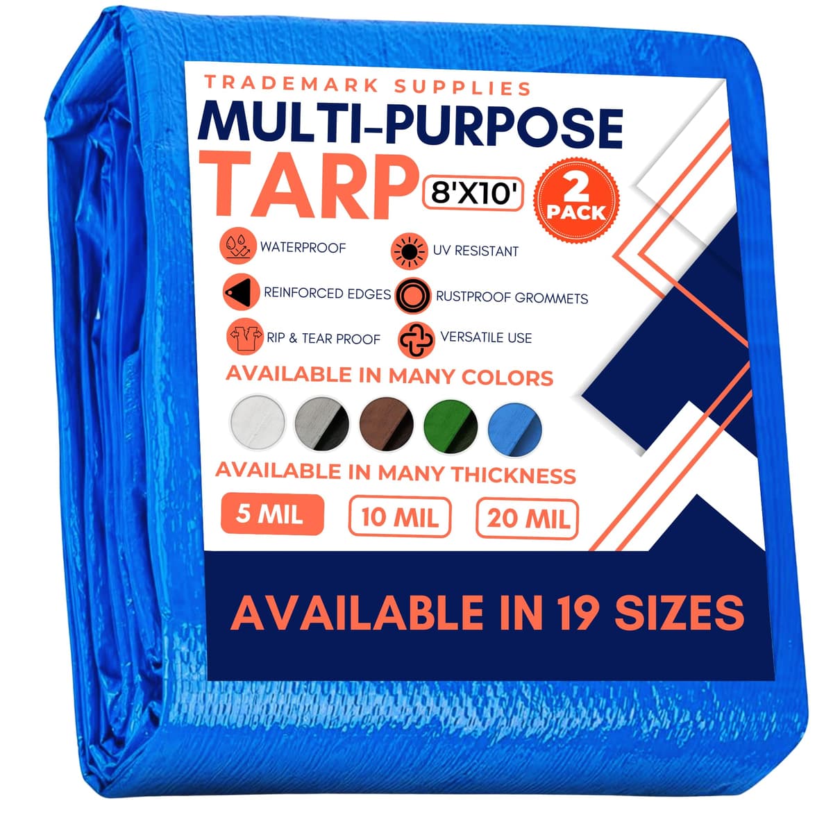 Large Waterproof Tarp- Heavy Duty Thick Poly Tarpaulin Ideal for Canopy Tents, Boats, RV or Pool Covers- Multipurpose Protective Tarps with Grommets for Indoor and Outdoor Use — view 223