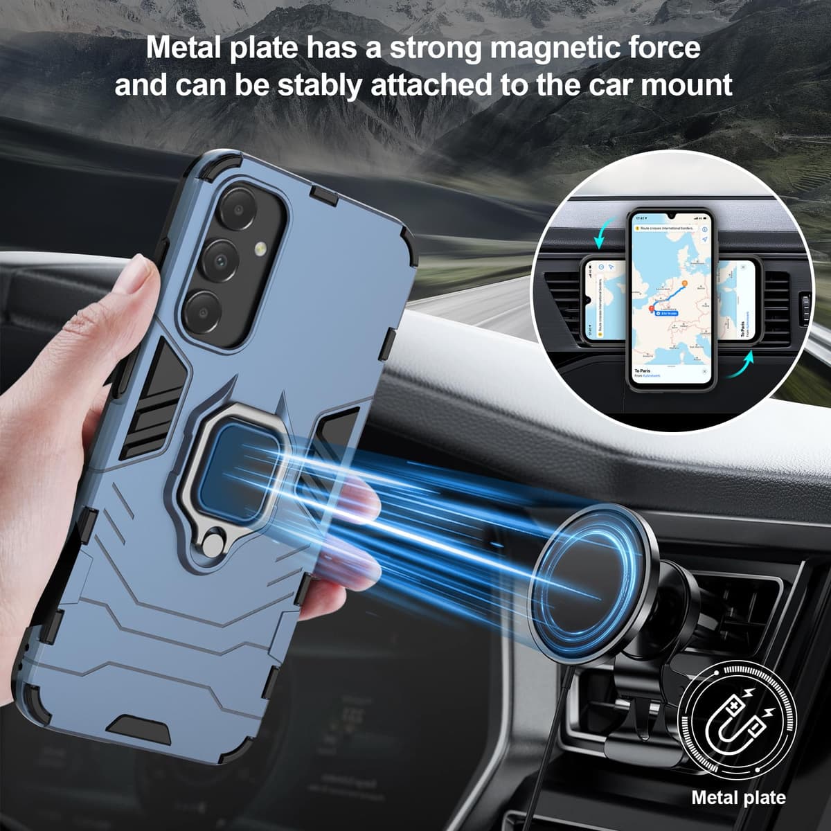 Funda para CMF Phone 2 Pro, Carcasa Antigolpes con Soporte anular metálico, Case Protectora de Grado Militar, Negro — view 100