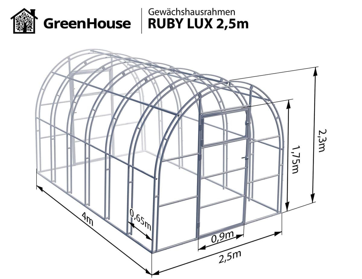 Invernadero Jardín Ruby 2.5x4 Metros 10 M² Policarbonato Transparente 4mm, Marco Acero, Varios Modelos y Tamaños, Ideal Huerto Plantas y Cultivos — view 2