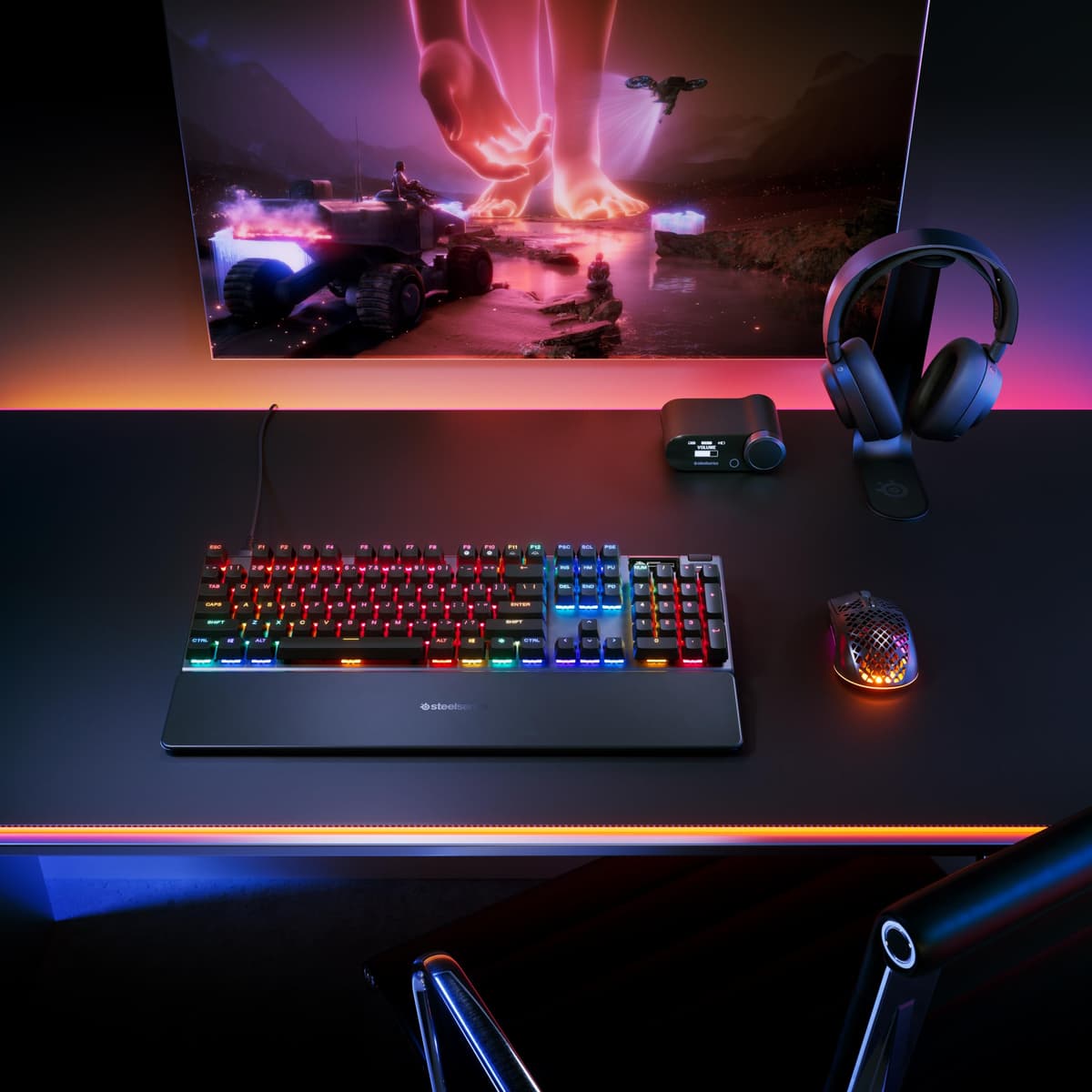 SteelSeries Apex Pro Gen 3 - Gaming Keyboard - Hall Effect Switches; OmniPoint 3.0 - Adjustable Actuation - Game-Ready Presets - Rapid Trigger, Protection Mode, Rapid Tap/SOCD - English QWERTY — view 2