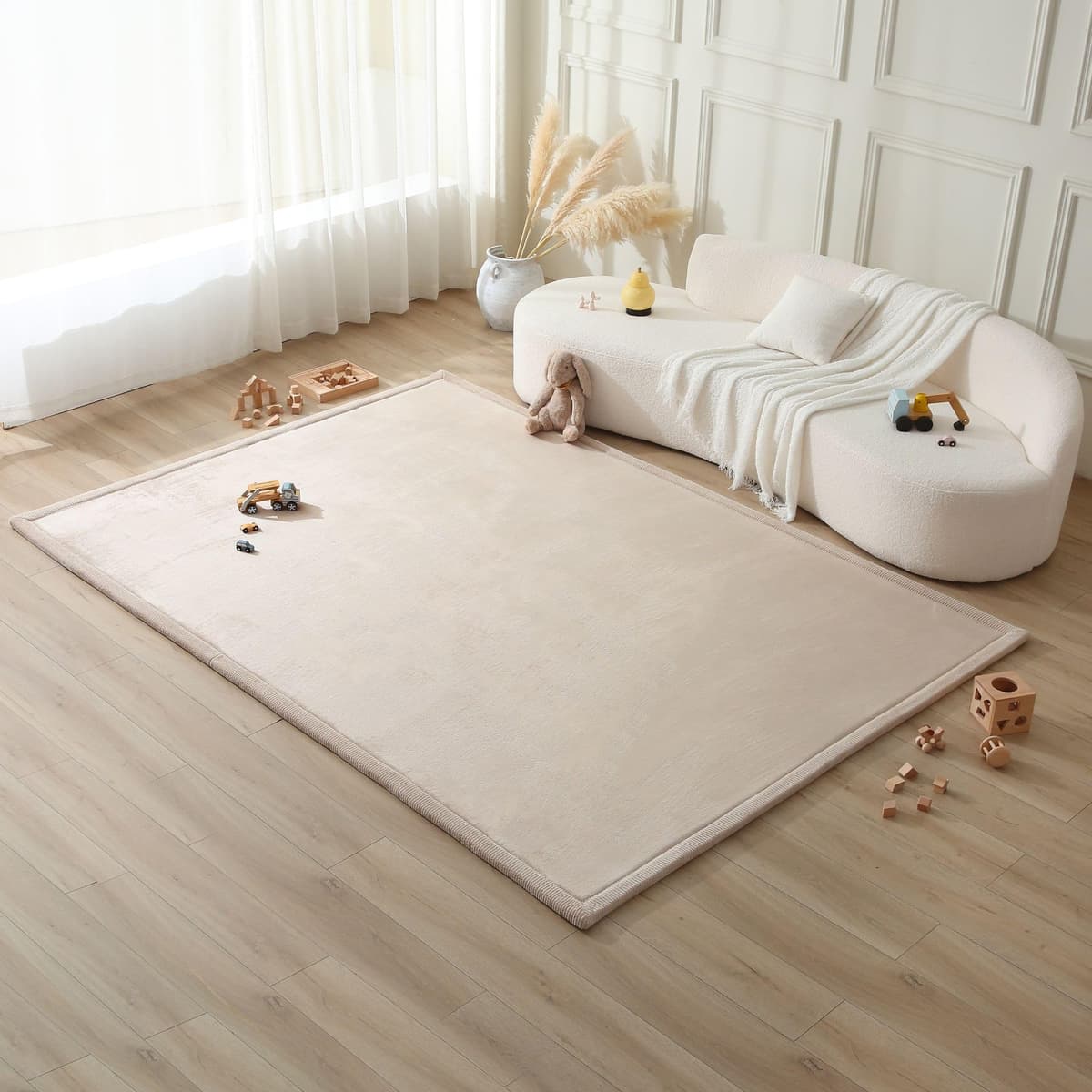 Colchoneta Manta Juegos Bebe 280x200x2,5cm, Beige – Tapete Infantil con Memory Foam Manta de Juegos Bebe Antideslizante, Tatami Bebe, Suelos Infantiles