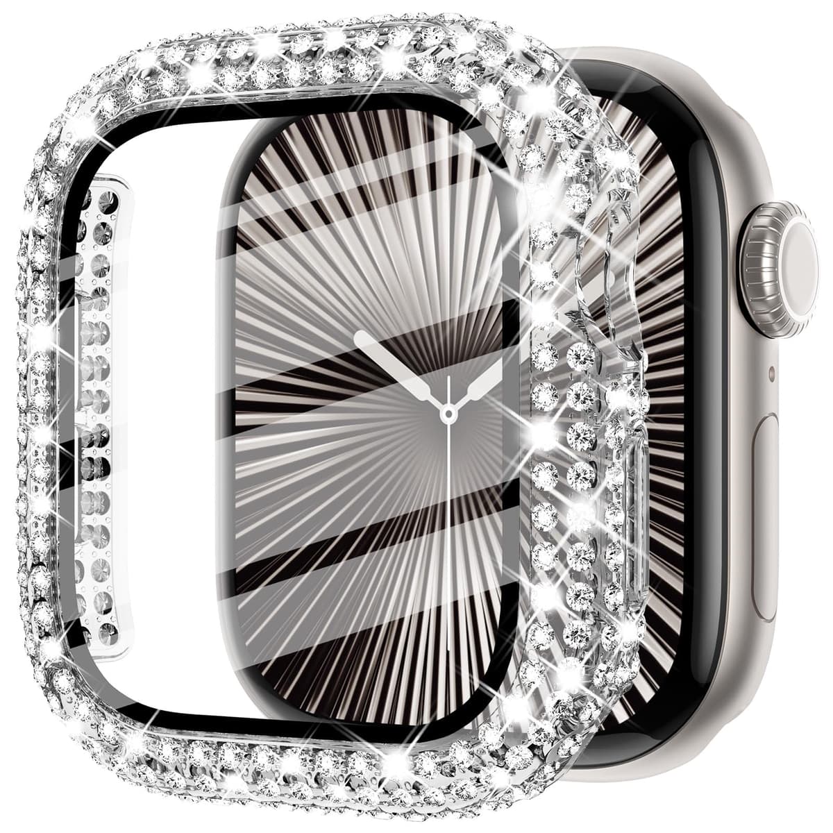 WINGLE Compatible with Apple Watch Screen Protector 38mm Series 3 2 1, Women Shiny Diamond Cover with Tempered Glass Screen Protector for apple watch Case 38mm, Clear — view 25