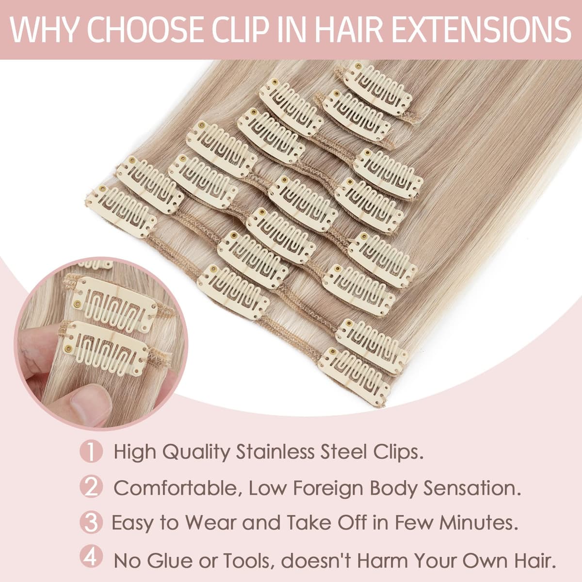 Silk-co 10inch Hair Extensions Clip in Hair Extension Human Hair #04 Medium Brown -Basic Thickness-Thin Weft- 8 Pieces Real Remy Straight Hair Extensions[50g] — view 68