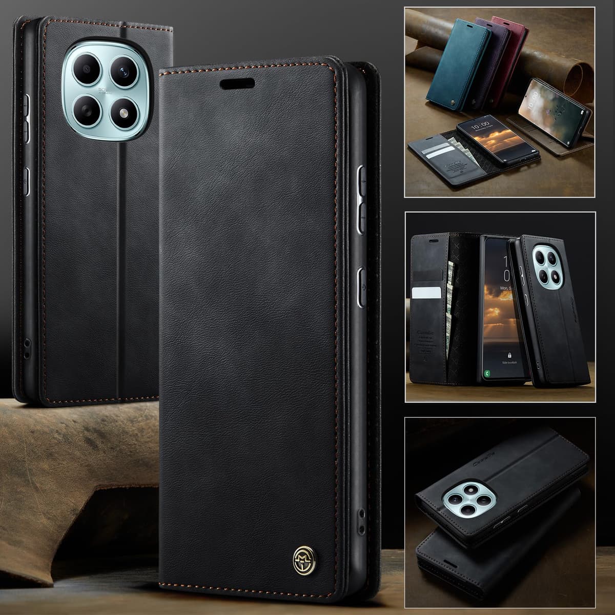 owlhold Funda para Xiaomi Redmi Note 15 4G/5G,Funda Avanzado PU Piel [Bloqueo RFID][Tarjetas y Billetera][Soporte Plegable][Cierre Magnético] Antigolpes Libro Case Carcasa para Redmi Note 15 -Negro — view 9