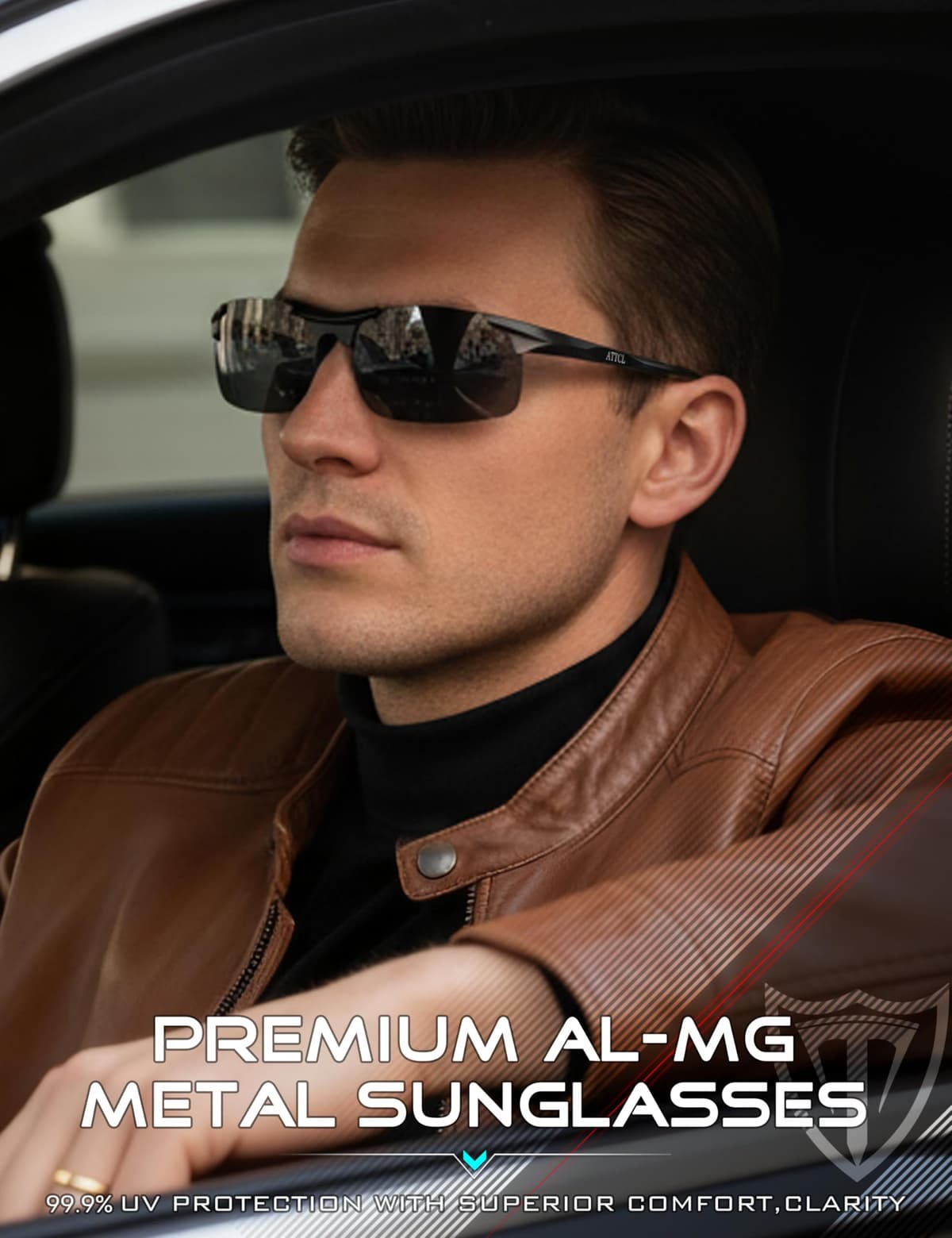 ATTCL Polarised Sunglasses Mens Sports: UV400 Protection Anti Glare Wrap Around Lightweight Cycling Running Golf Driving — view 2
