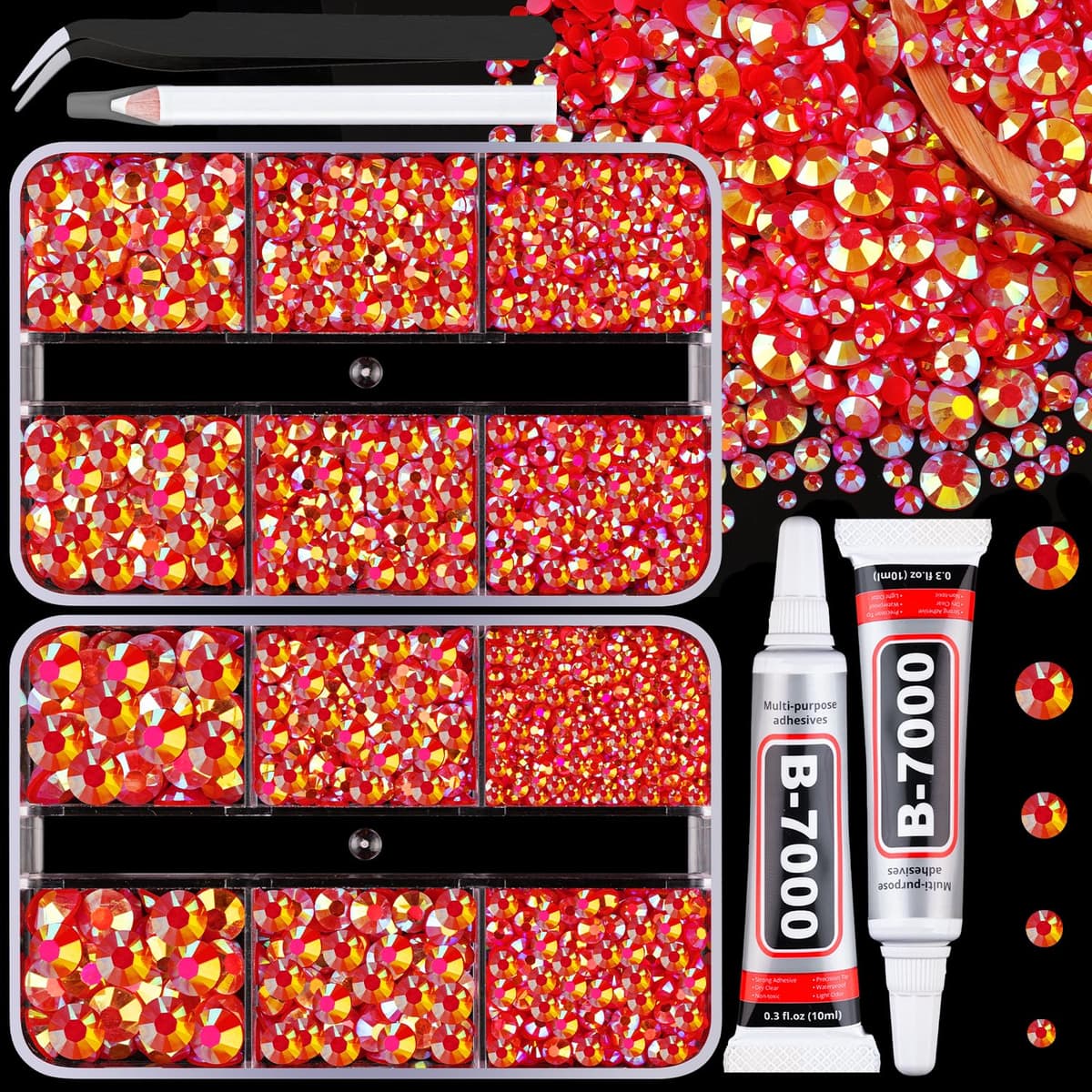 Resin Jelly Rhinestones for Crafting with B7000 Jewelry Glue, 2 Boxes Gold Flatback Crystals with 2Pcs 10ml Glue, Bedazzling Non Hotfix Gems for DIY Tumblers Clothing Shoes Manicure — view 22