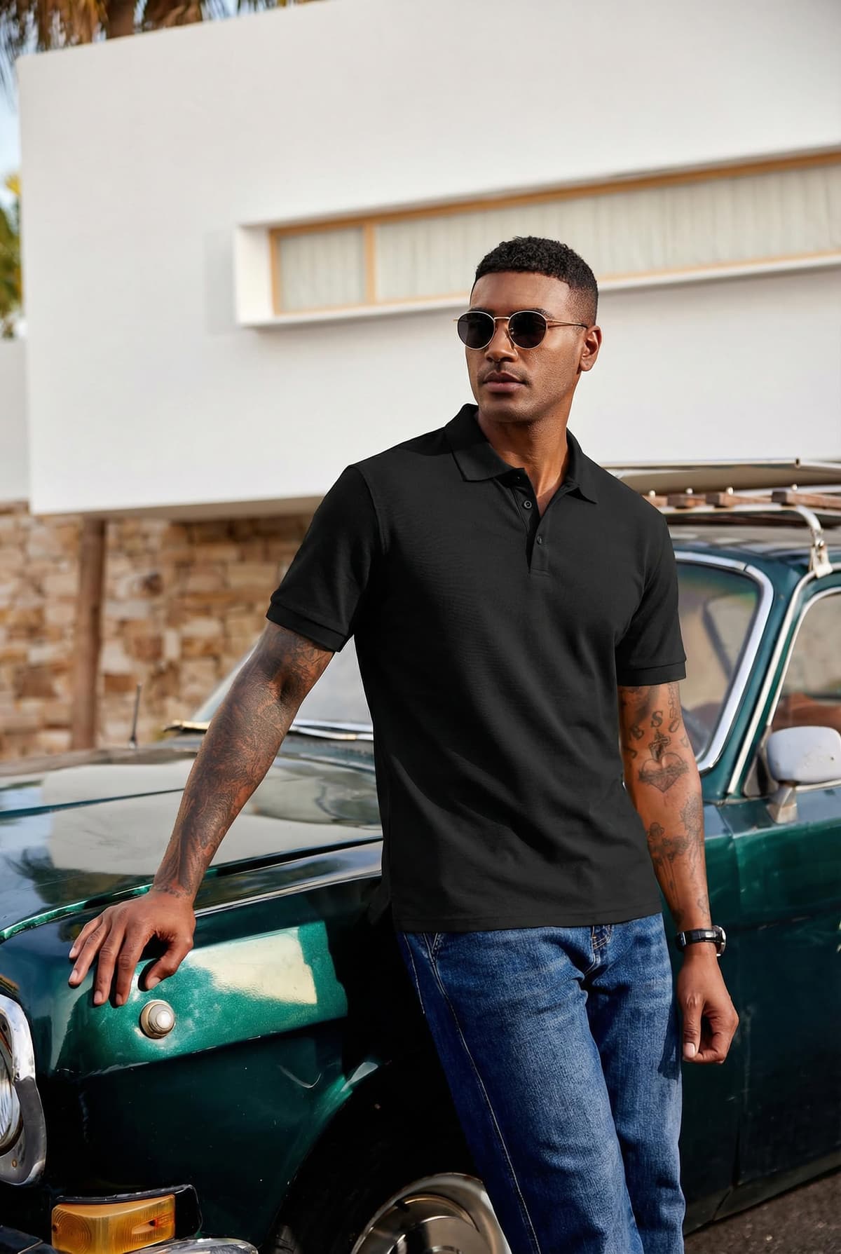 COOFANDY Polo Hombre Manga Corta de Algodón Básico Polo de Golf Casual Verano — view 2