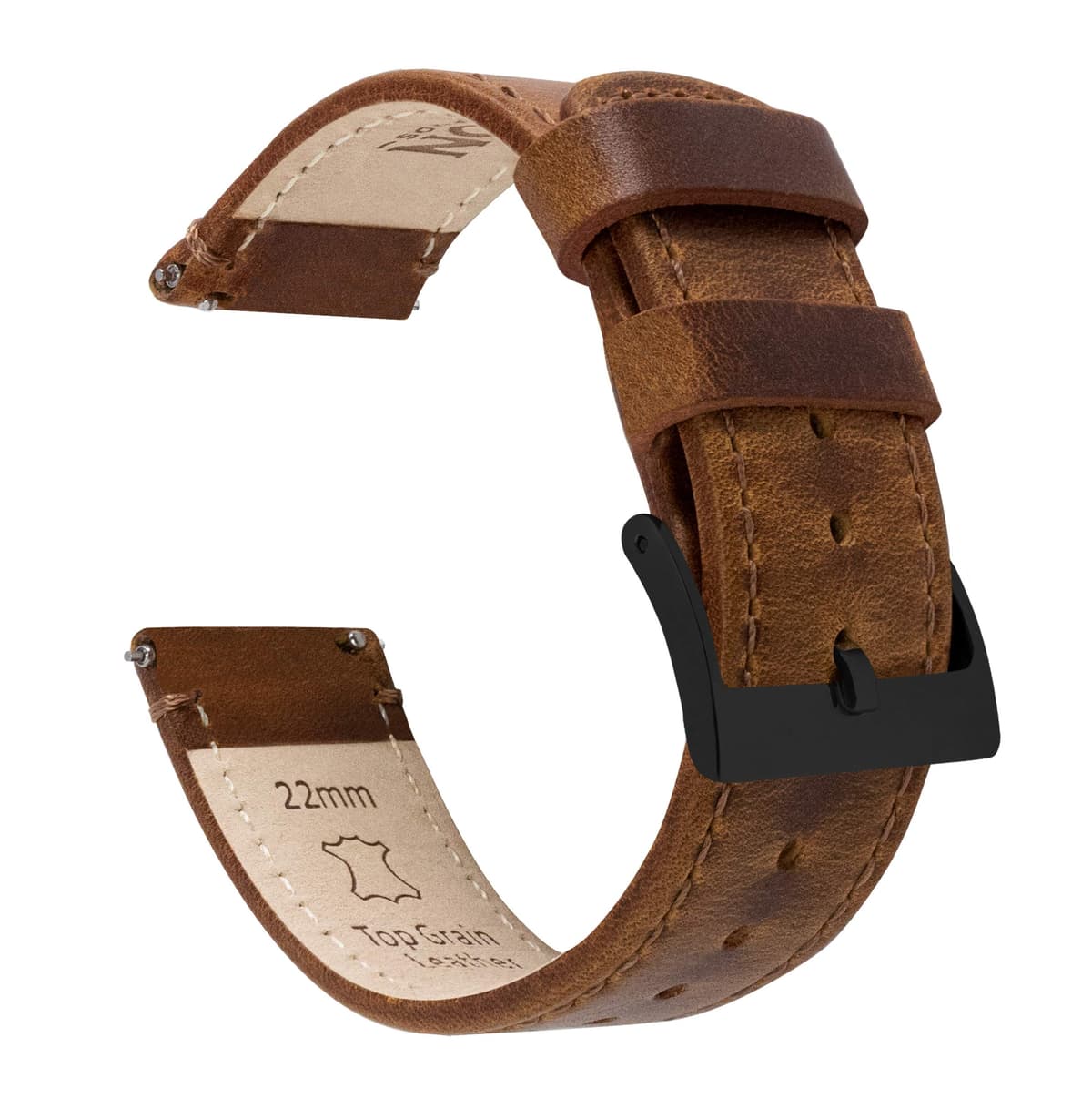 BARTON Quick Release - Top Grain Leather Watch Band Strap - Choice of Colour & Width - 16mm, 18mm, 19mm, 20mm, 21mm 22mm, 23mm or 24mm — view 20