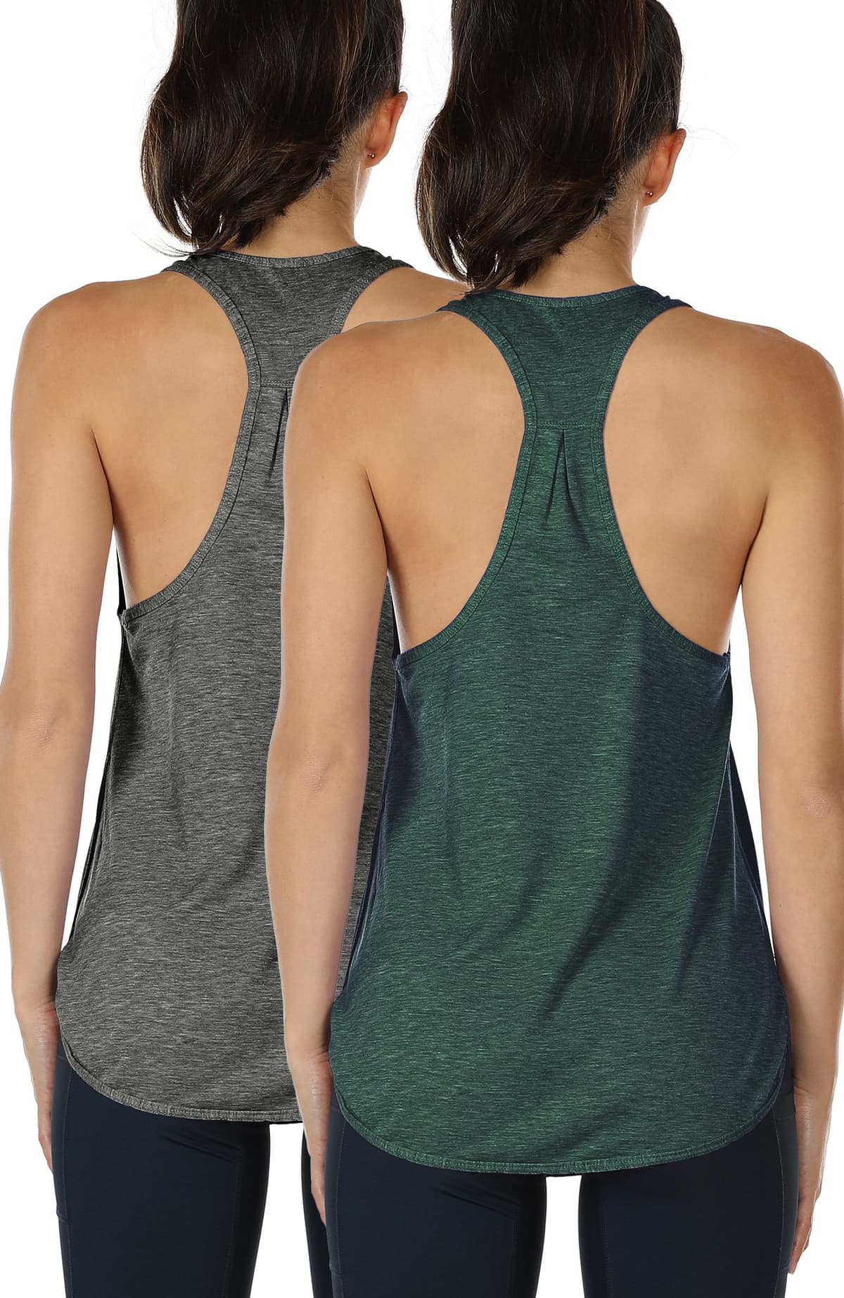 icyzone Camiseta sin Mangas de Fitness para Mujer Racerback Chaleco Deportivo