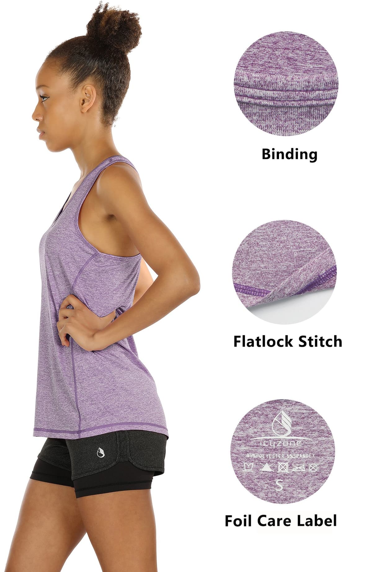 icyzone Camiseta de Tirantes Fitness Deportiva Mujer, Pack de 3 — view 5