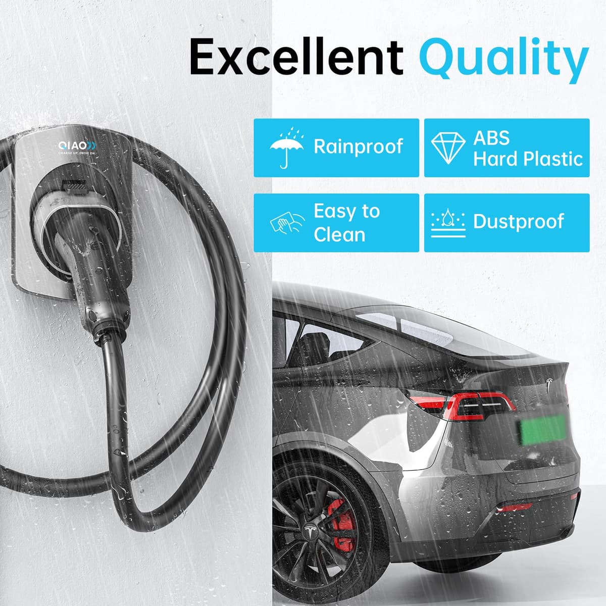 QIAO)) Type 2 EV Charger Holder, Wall Mount EV Charging Cable Organiser for Electric Car with Type 2 IEC 62196-2 Plugs, Wall Box Charging Cable Tidy Management for Indoor Outdoor Use — view 5
