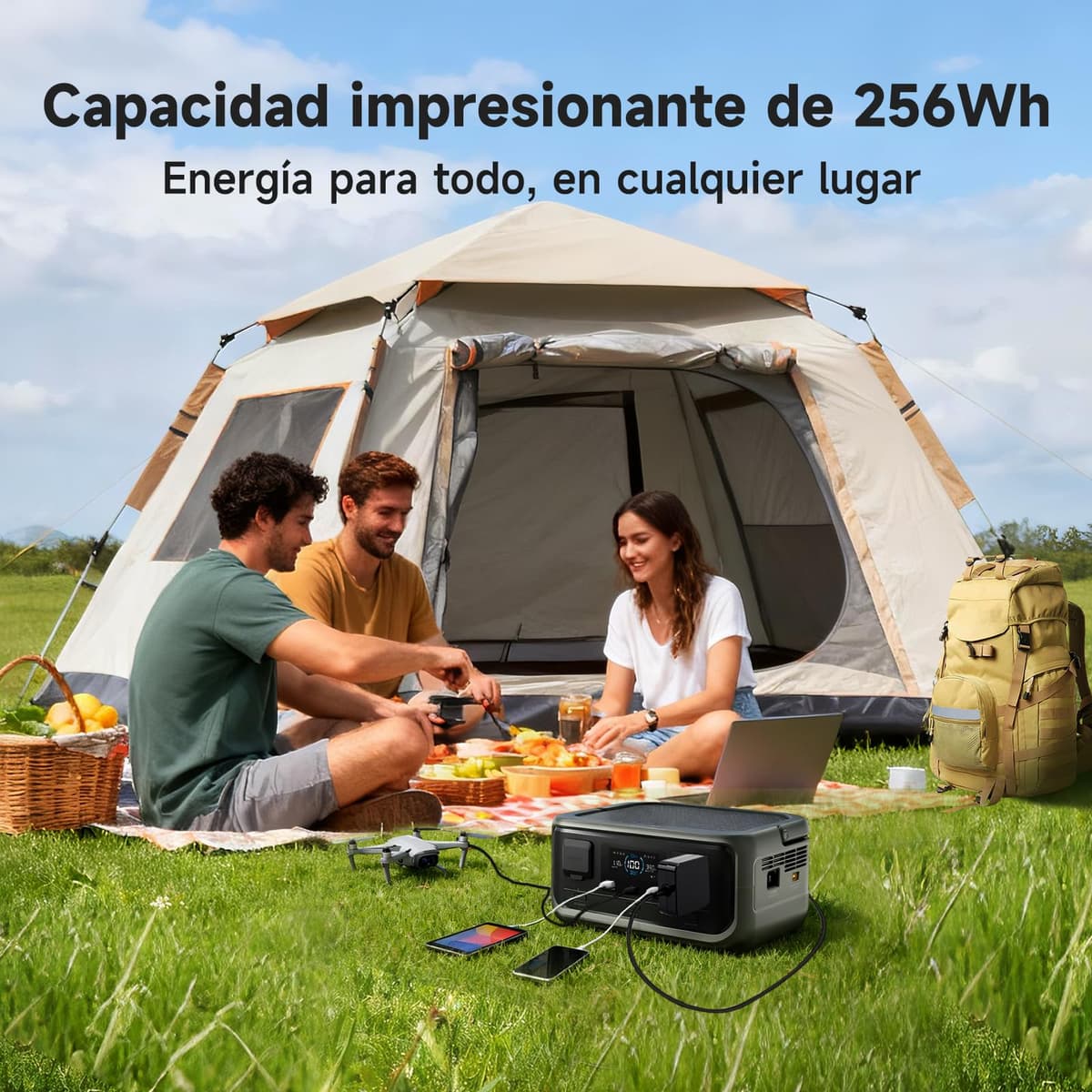ALLPOWERS VOLIX P300 Generador Solar Portátil 300W(pico 600W)/256Wh,Batería LiFePo4,SAI<20ms,MPPT 110W max,Carga Rápida 80% en 1h,Incluye Panel Solar SOLAX SE100-100W,para Hogar Emergencias Exteriores — view 2