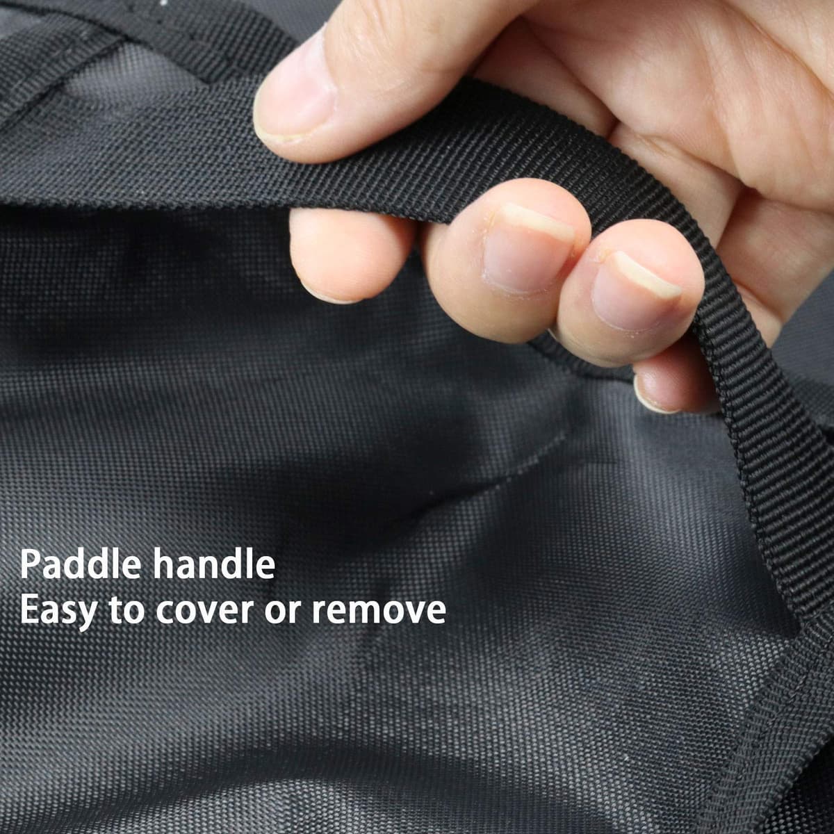 Fenghome Fire Pit Cover, Waterproof Square Fire Pit Cover with Adjustable Hem for Garden Furniture Fire Pit Table Heavy Duty Windproof Outdoor Fireplace Cover-76x76x63cm (Black) — view 5