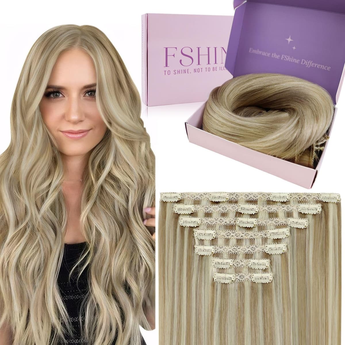 Fshine Clip in Hair Extensions Human Hair Copper Hair Extensions 18 Inch 120 g 7 pcs Color 330 Natural Straight Hair Extensions for Women Real Human Hair — view 31