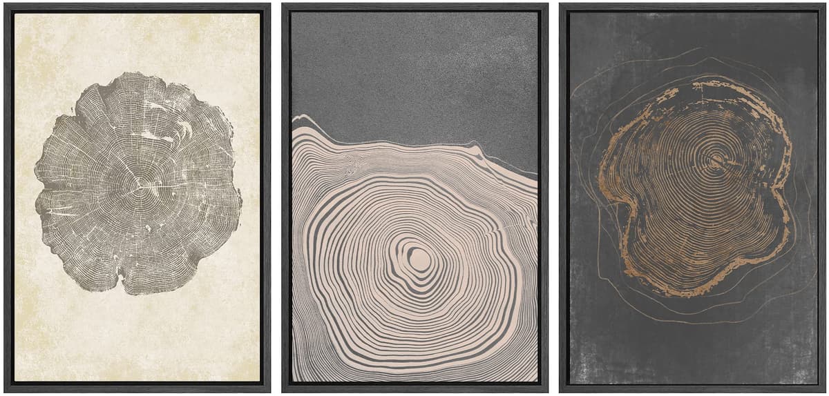 SIGNWIN Framed Canvas Print Wall Art Set Blue White Grunge Geometric Pattern Abstract Shapes Cozy Neutral Decorative Contemporary Minimal for Living Room, Bedroom, Office - 24"x36"x3 Natural — view 109