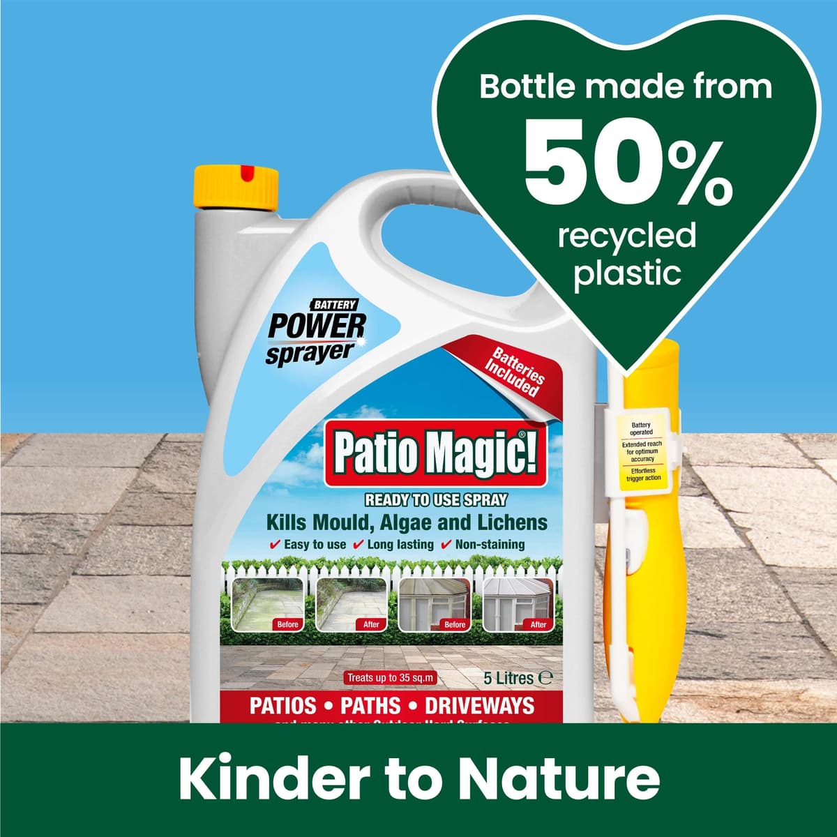 Patio Magic! Battery Power Sprayer: Ideal for Patios, Paths and Driveways (Kills Algae and Lichens), 5 Litres (Package may vary) — view 6