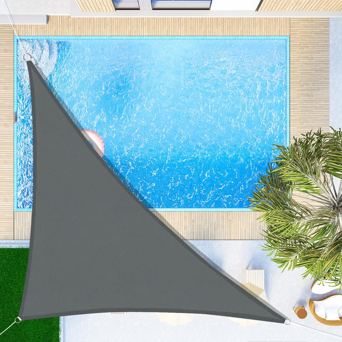 SUNNY GUARD Toldo Vela de Sombra Impermeable 3x3x3m Triangular a Prueba de Viento protección UV para Patio,Jardín, Exteriores, Terraza, Color Arena — view 25